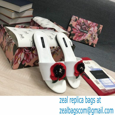 Dolce  &  Gabbana Black Red Roses Slides White 2022